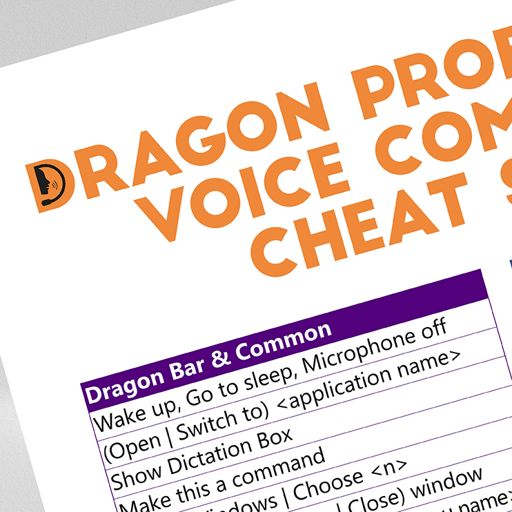 dragon-professional-cheat-sheet-segoe-ui-white-dp004-03-corner-mbvdp004 Section of Dragon Professional voice commands cheat sheet showing common phrases and examples on white background in Segoe UI
